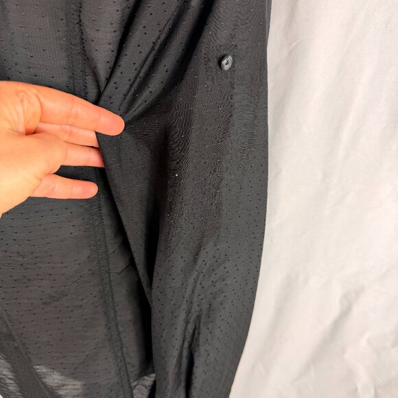 White House Black Market Women's Long Sleeve Button Down Sheer Top | Black | 4 - Picture 3 of 10